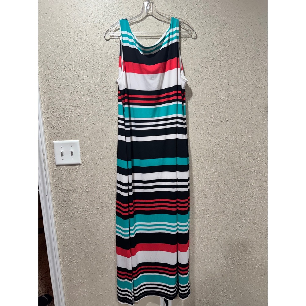 Jessica Howard Womens XL Multi Color Striped Sleeveless Scoop Neck Maxi Dress